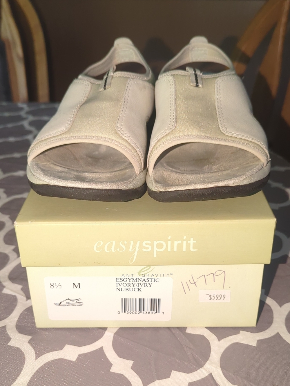 Easy Spirit Ivory Open-Toe Nubuck Slingback Sandals
